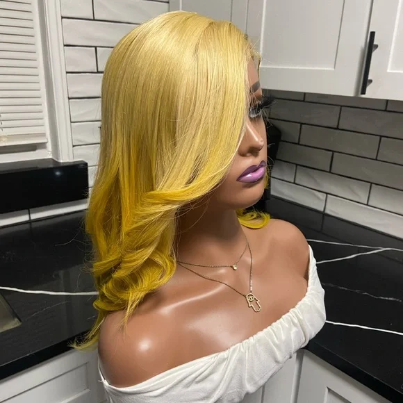 Human hair lace front wig - 20” in length: Russian Blonde Unit - Picture 4 of 8